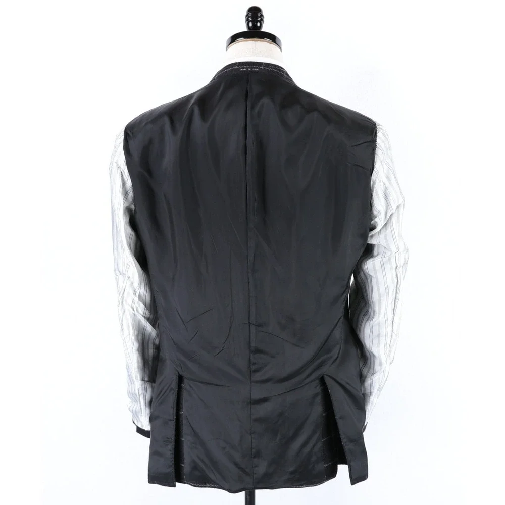 Armani Collezioni Blazer Mens 40R Black Gray Windowpane Cashmere Made in Italy